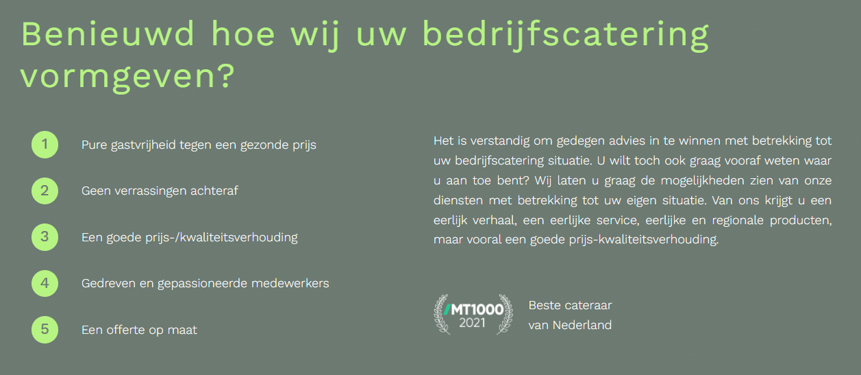 Voordelen voor Van Lier bedrijfscatering